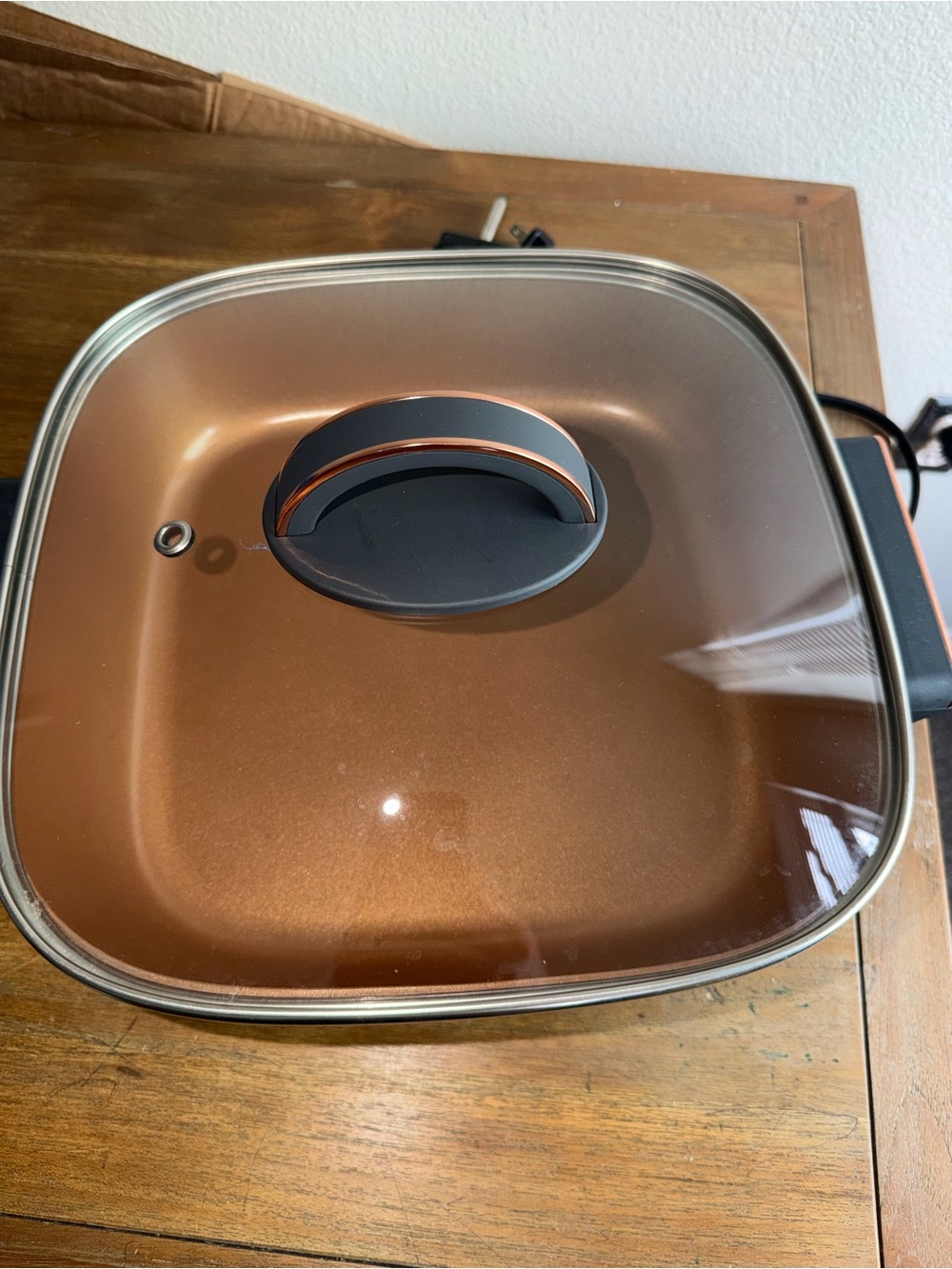 Nonstick Electric Skillet in Copper with Glass Lid